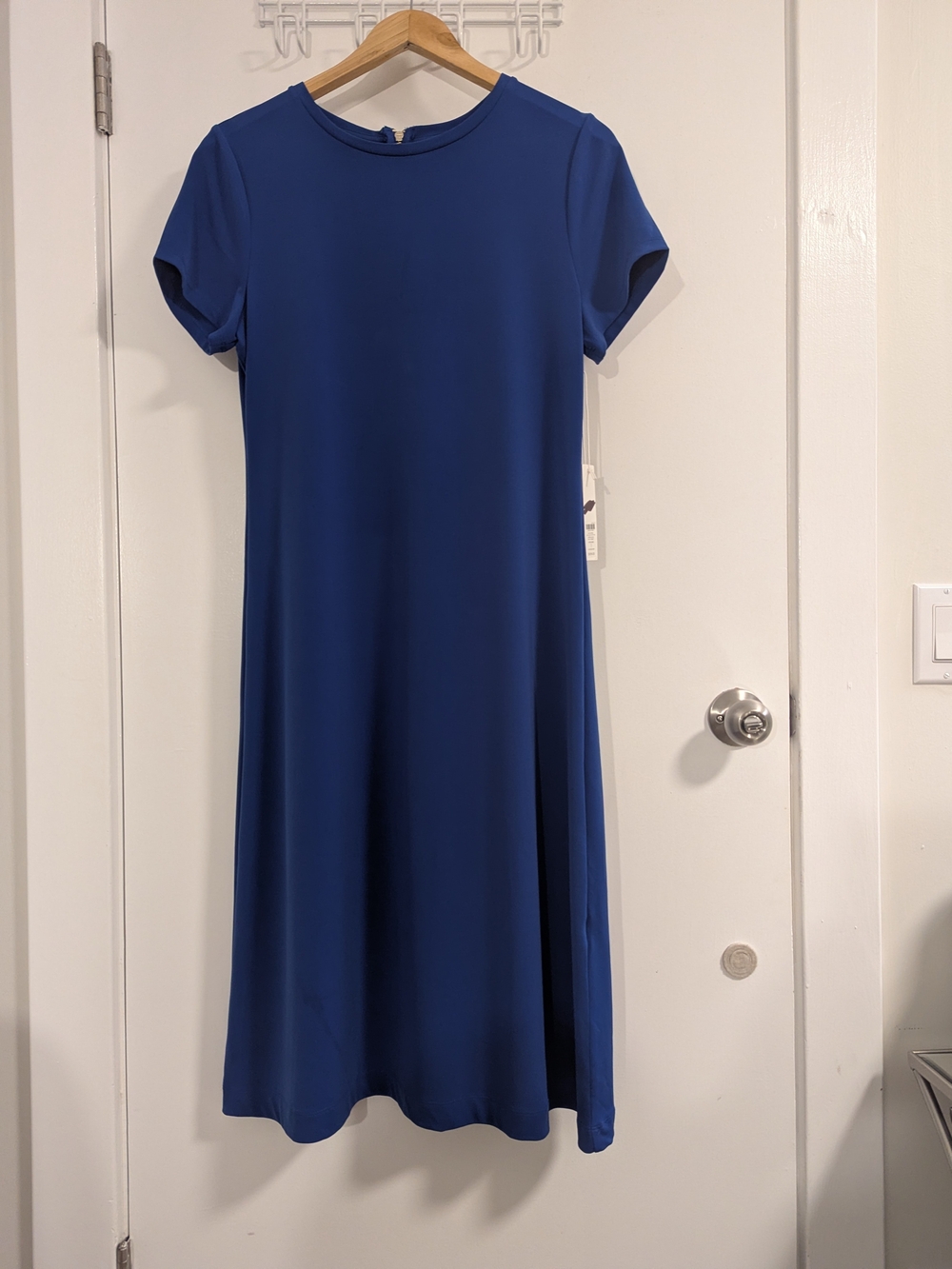 Chico's Royal Blue Short-Sleeve Midi A-Line Dress